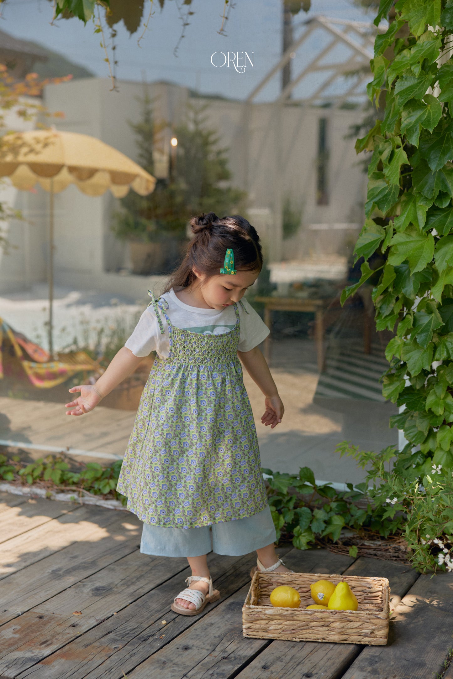 韓國童裝 26夏| OR75 Rosera Smock Strap Dress 羅塞拉抓皺細肩帶洋裝 (90-120)