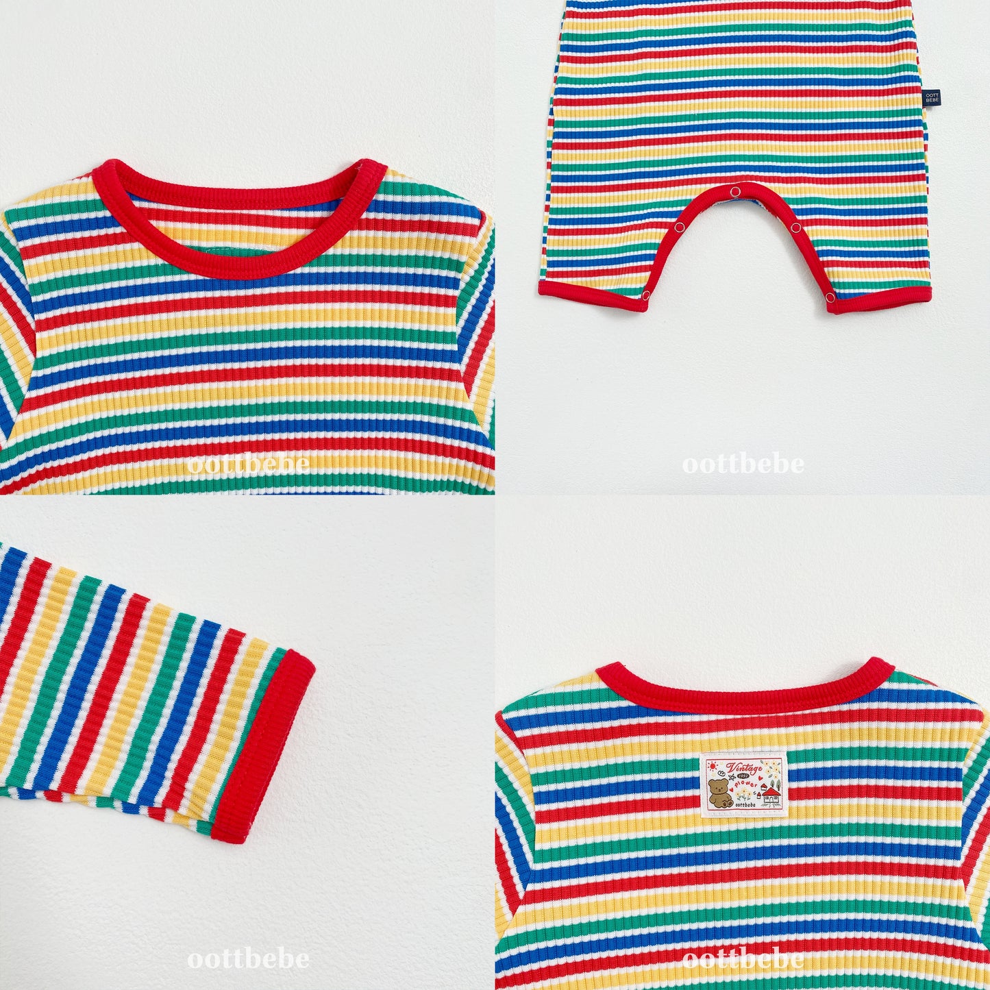 韓國童裝 | OT25334 OT Stripe Baby Suit