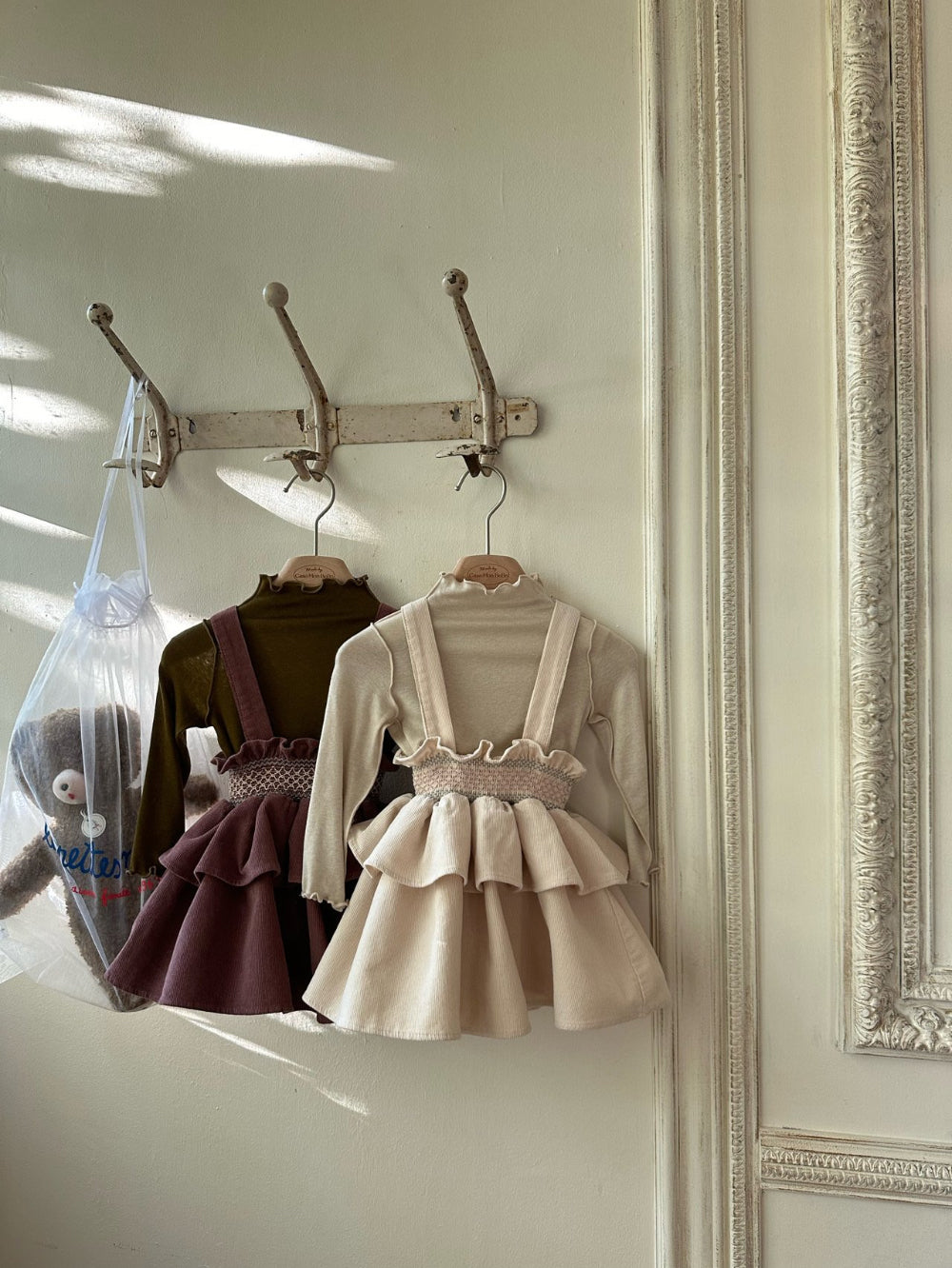 韓國童裝 25春| MB25110 Smoked Frill Melange Skirt