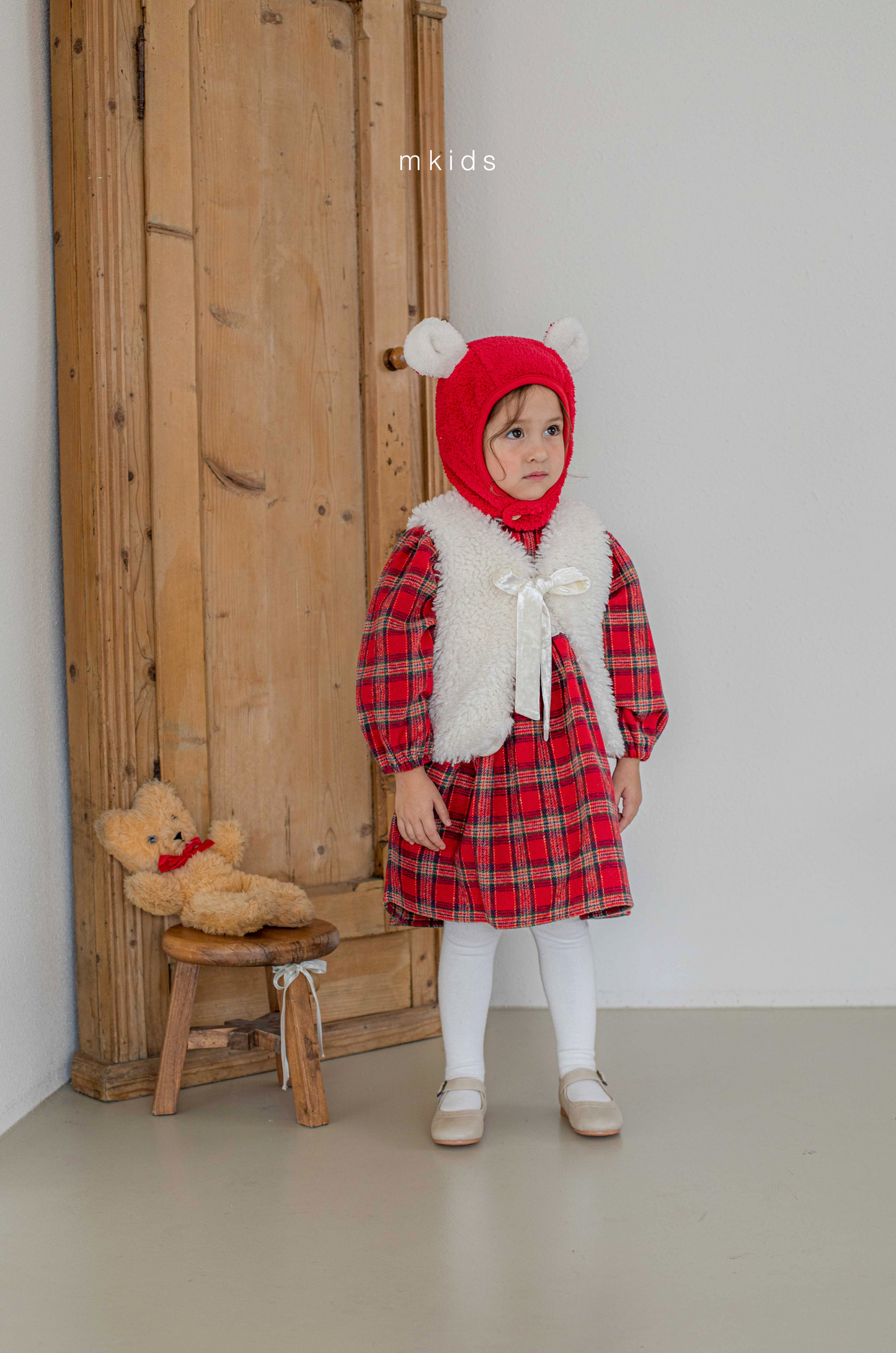 韓國童裝 25秋冬 | MD25440 Merry Check Kids OPS