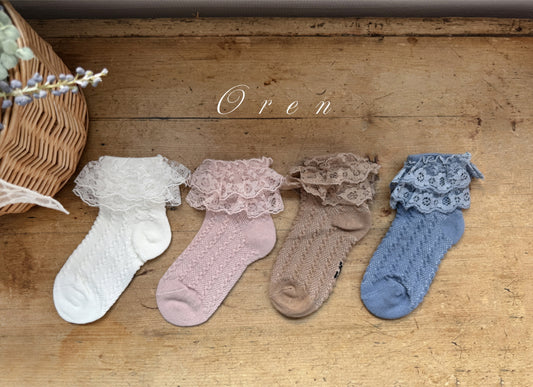 現貨▷ 韓國童裝 童襪 Oren Lace Mid Socks