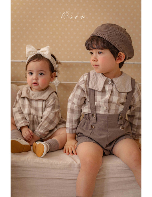 韓國童裝 26春 | OR94 Checked Top and Bottom (85~120cm)