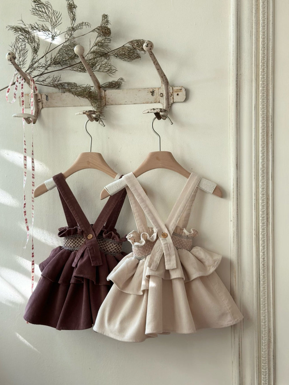韓國童裝 25春| MB25110 Smoked Frill Melange Skirt