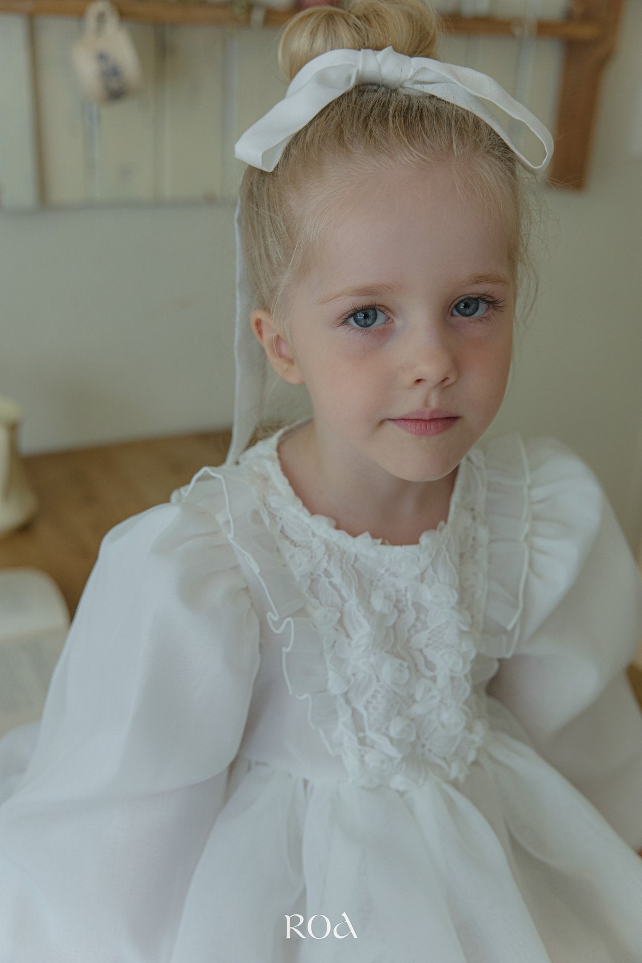 韓國童裝 25秋 | RO25321 Kids Dress Floral White