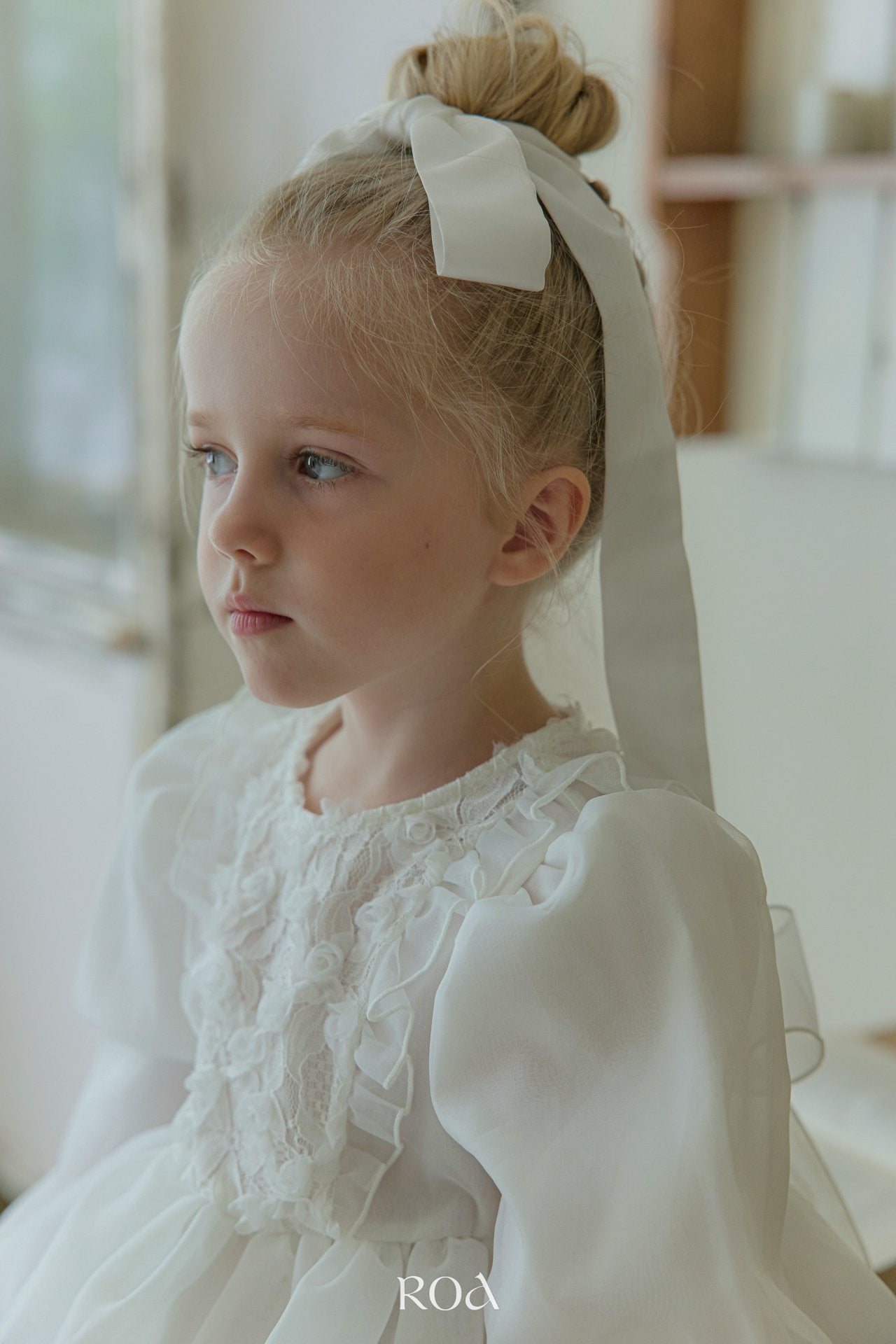 韓國童裝 25秋 | RO25321 Kids Dress Floral White