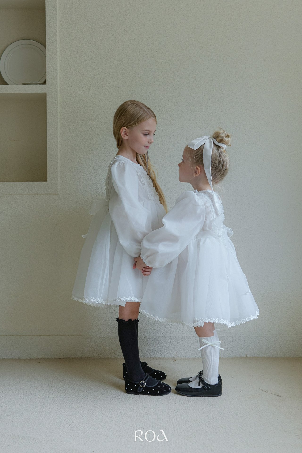 韓國童裝 25秋 | RO25321 Kids Dress Floral White