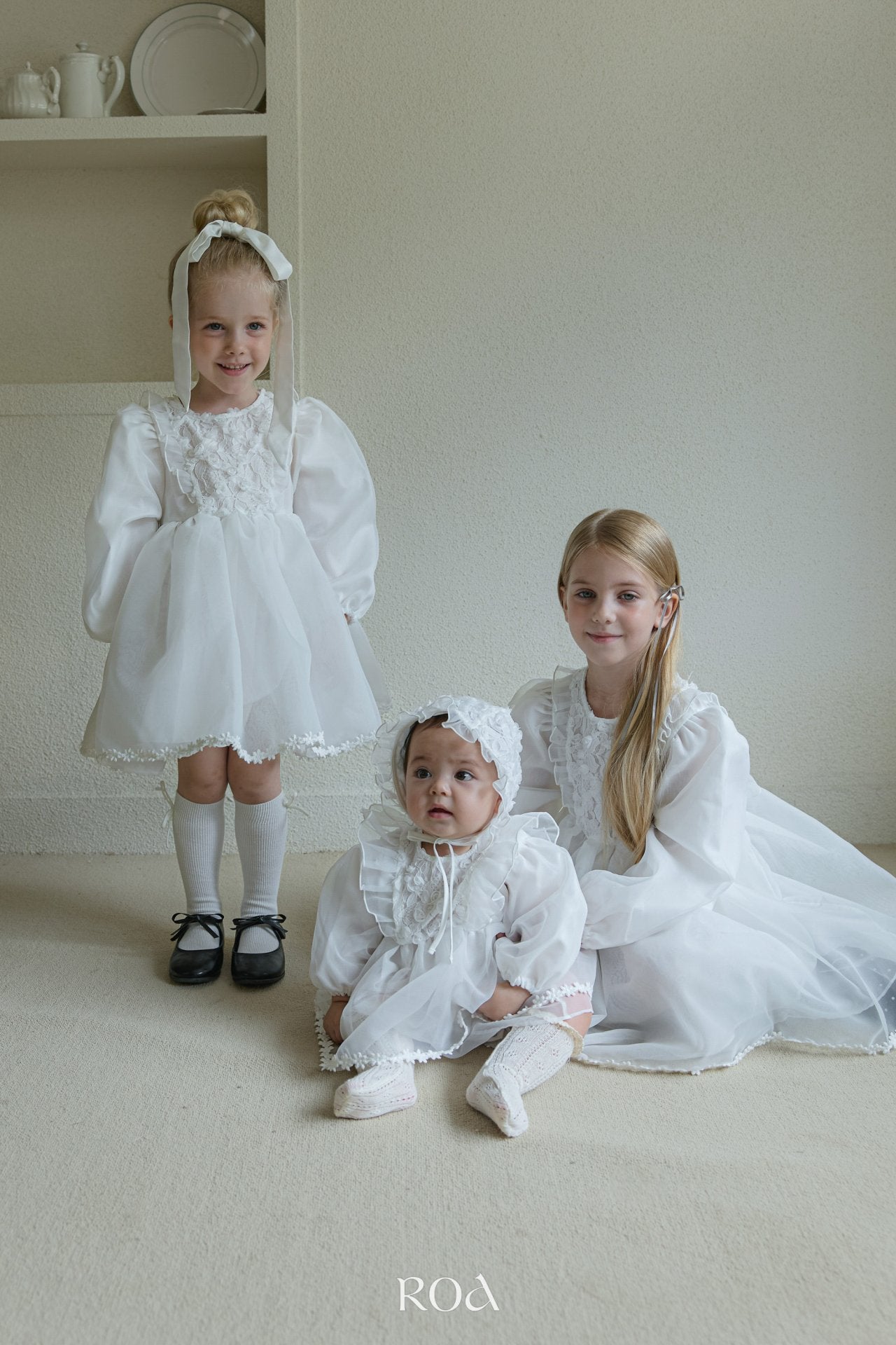 韓國童裝 25秋 | RO25321 Kids Dress Floral White