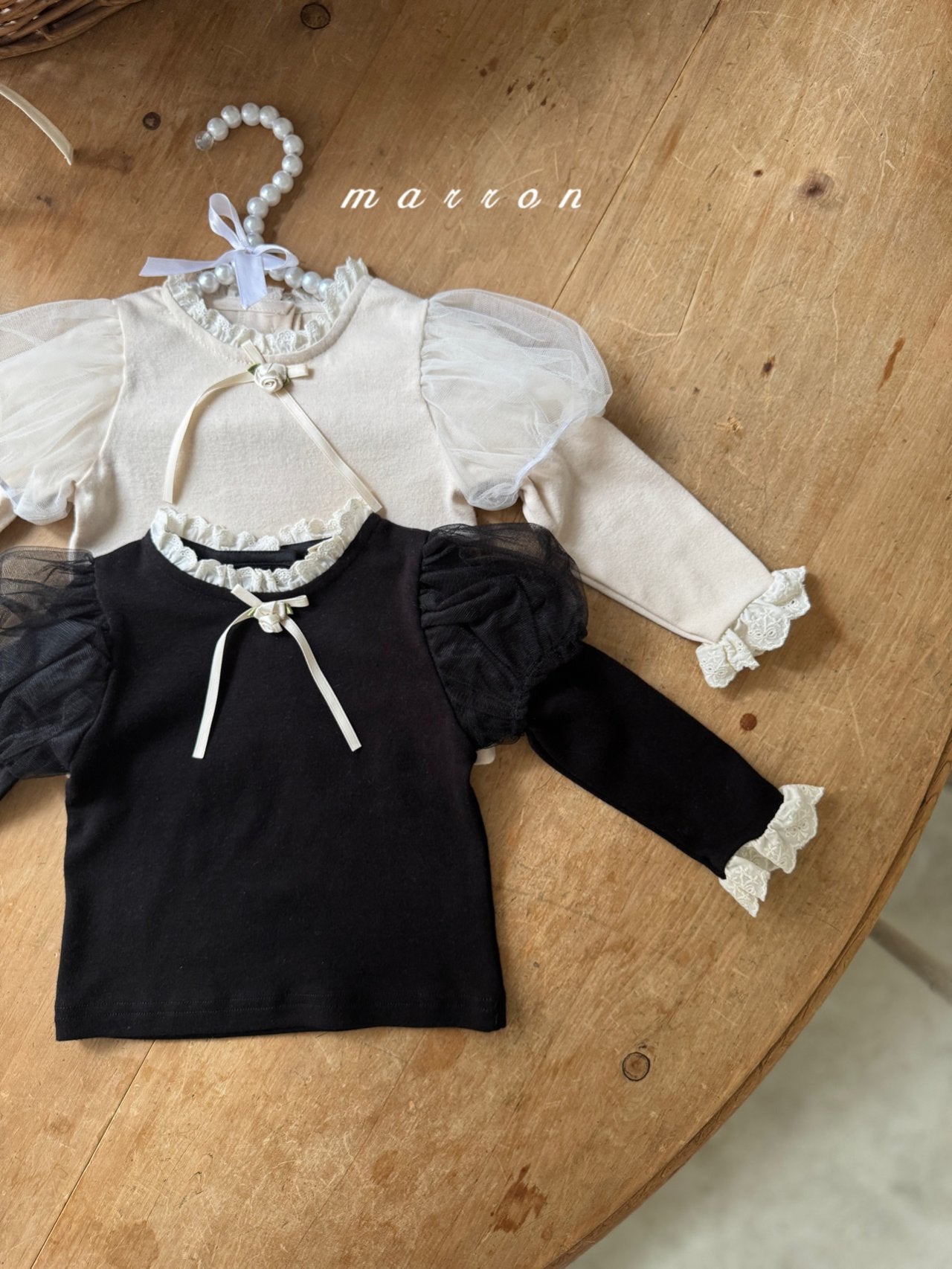 韓國童裝 25秋 | MA25341 Ribbon Puff Tee (Baby & Kids)