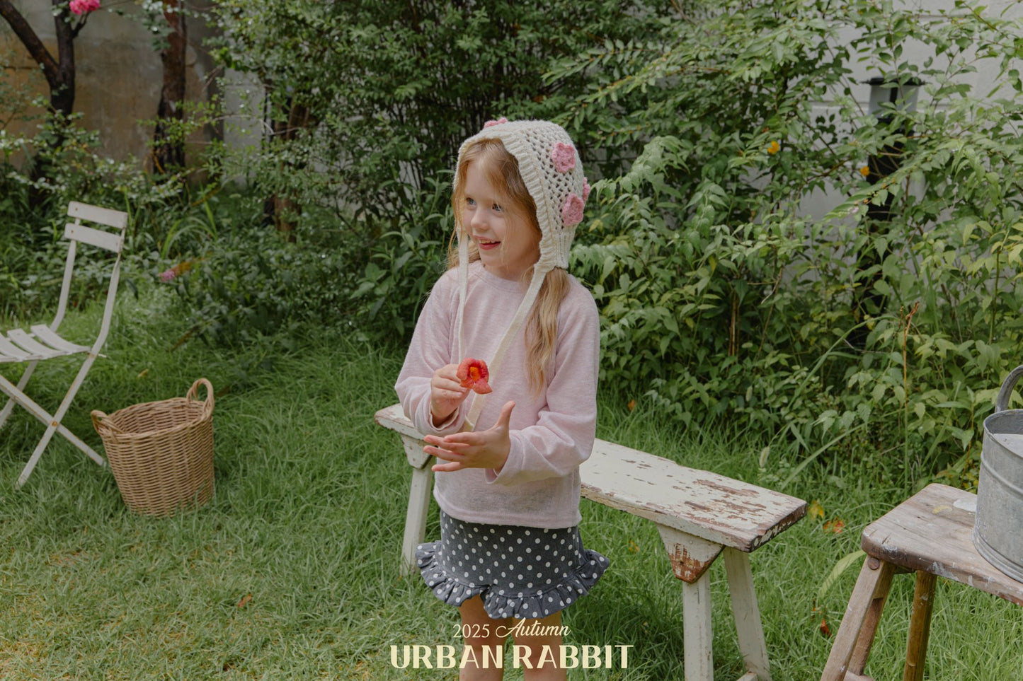 韓國童裝 25秋 | UR25301 Rose Knit Cardigan