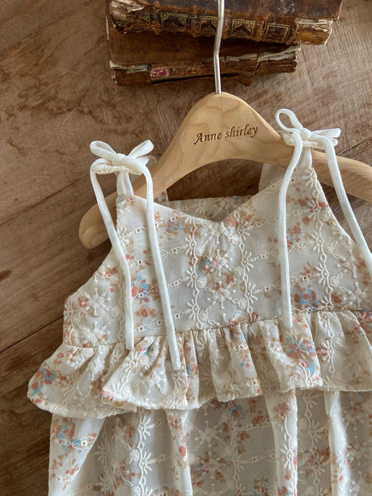韓國童裝 26夏| AN03 Blanc Floral Ruffle Baby Suit 親子裝