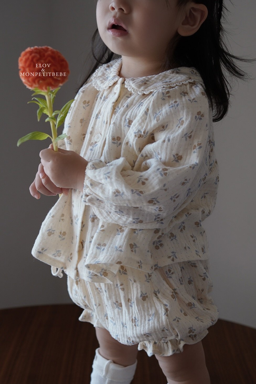韓國童裝 25秋 | MP25309 Floral Top and Bottom Set (Baby)