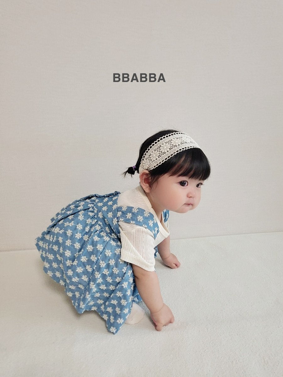 韓國童裝 25夏 | BA25202 夏日花花親子裝 牛仔花花BL