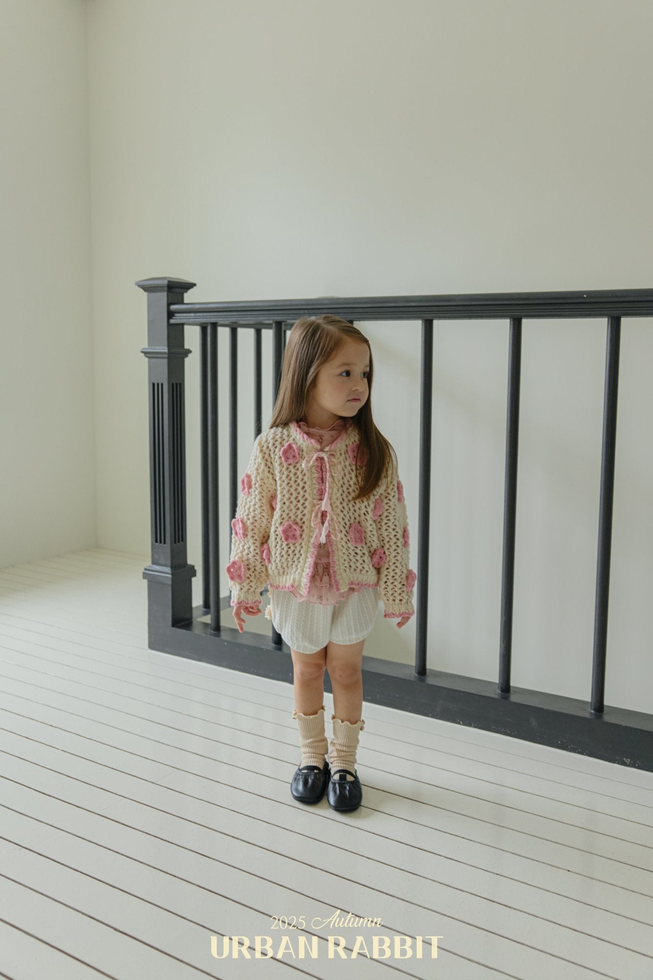 韓國童裝 25秋 | UR25301 Rose Knit Cardigan