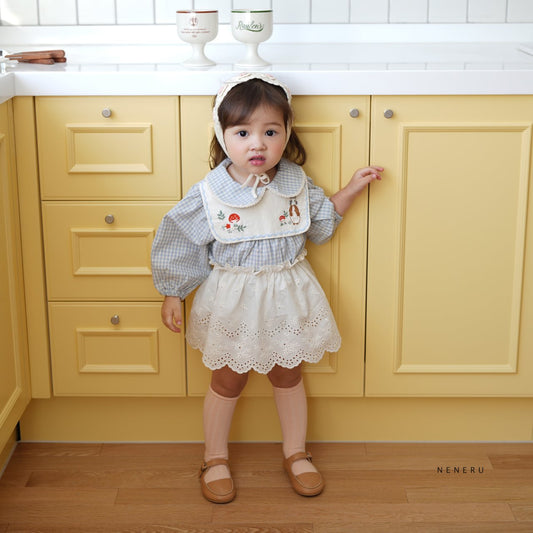 現貨▷ 韓國童裝 25春 | NU25101 繡花格仔BABY SUIT (18M)