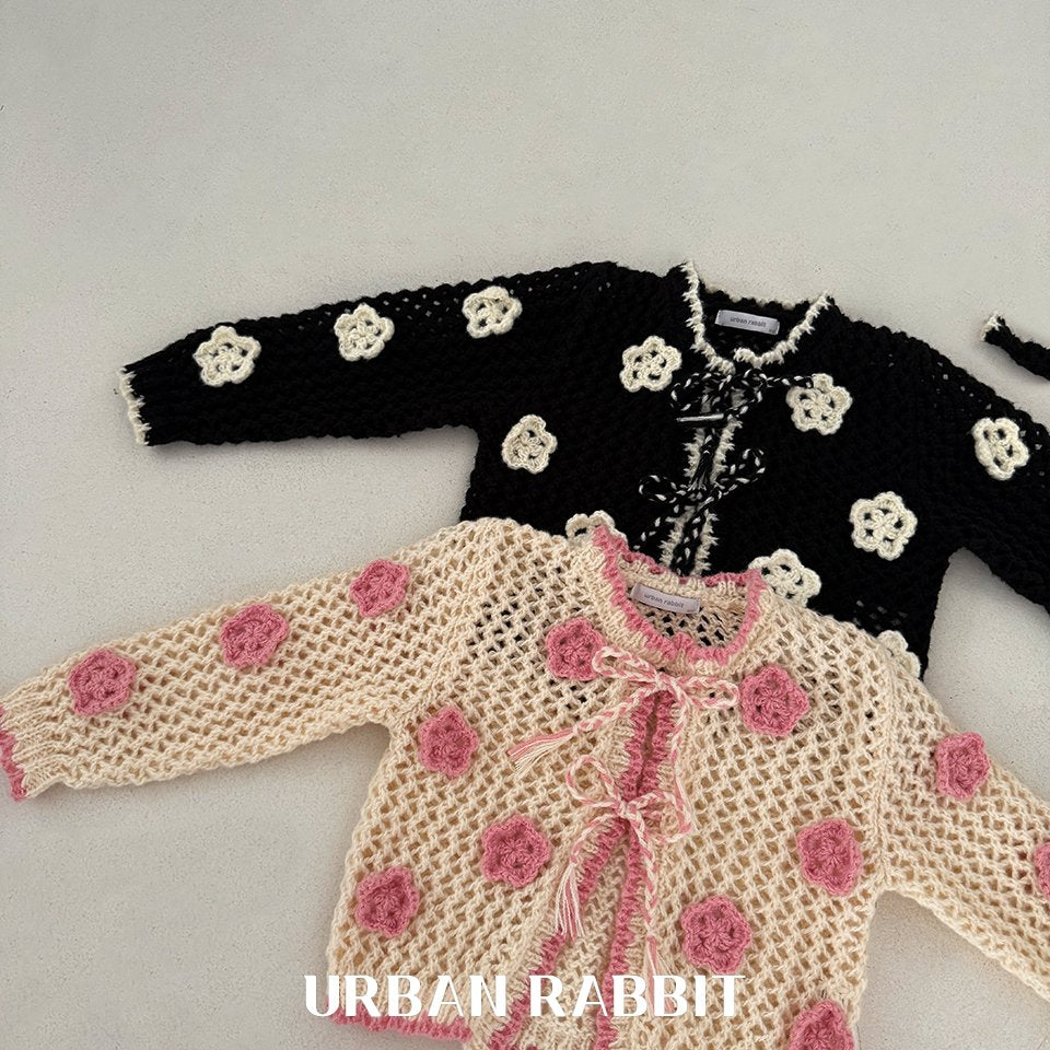 韓國童裝 25秋 | UR25301 Rose Knit Cardigan