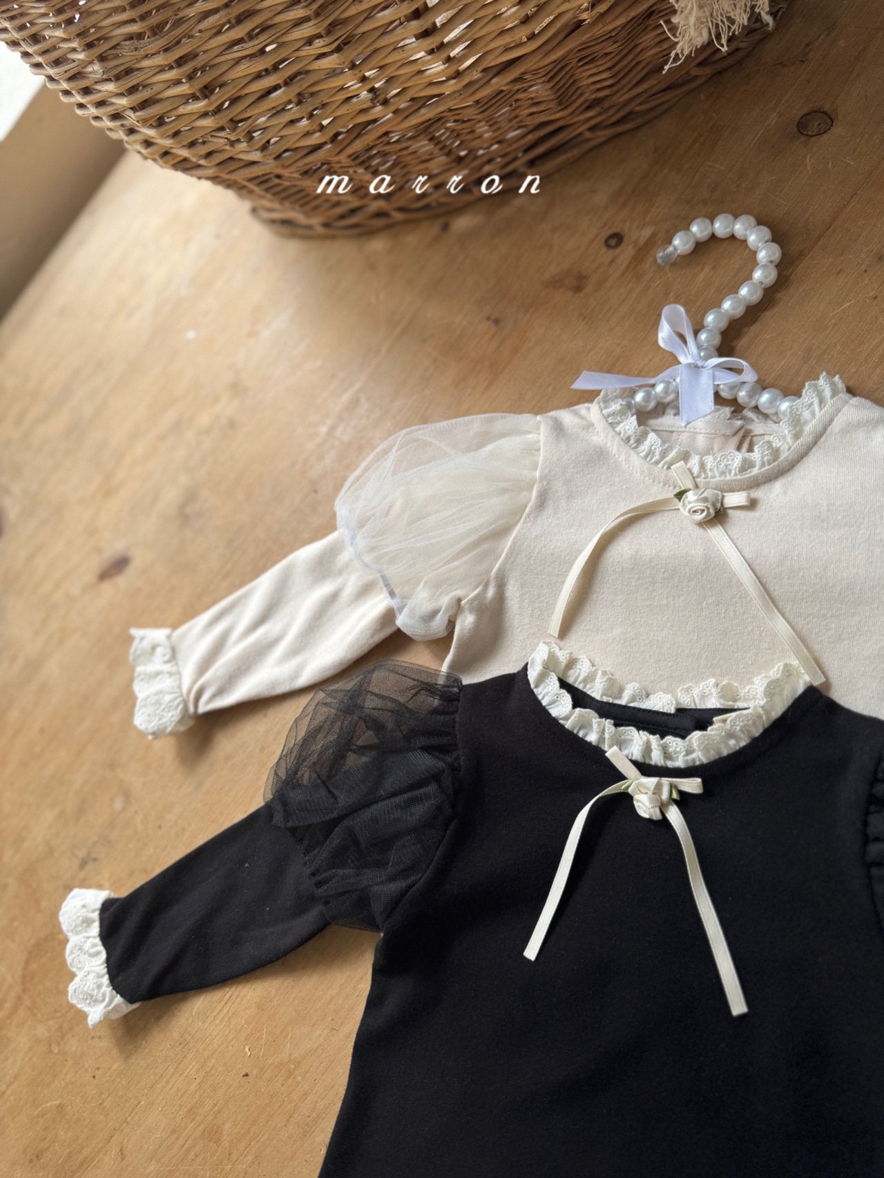 韓國童裝 25秋 | MA25341 Ribbon Puff Tee (Baby & Kids)