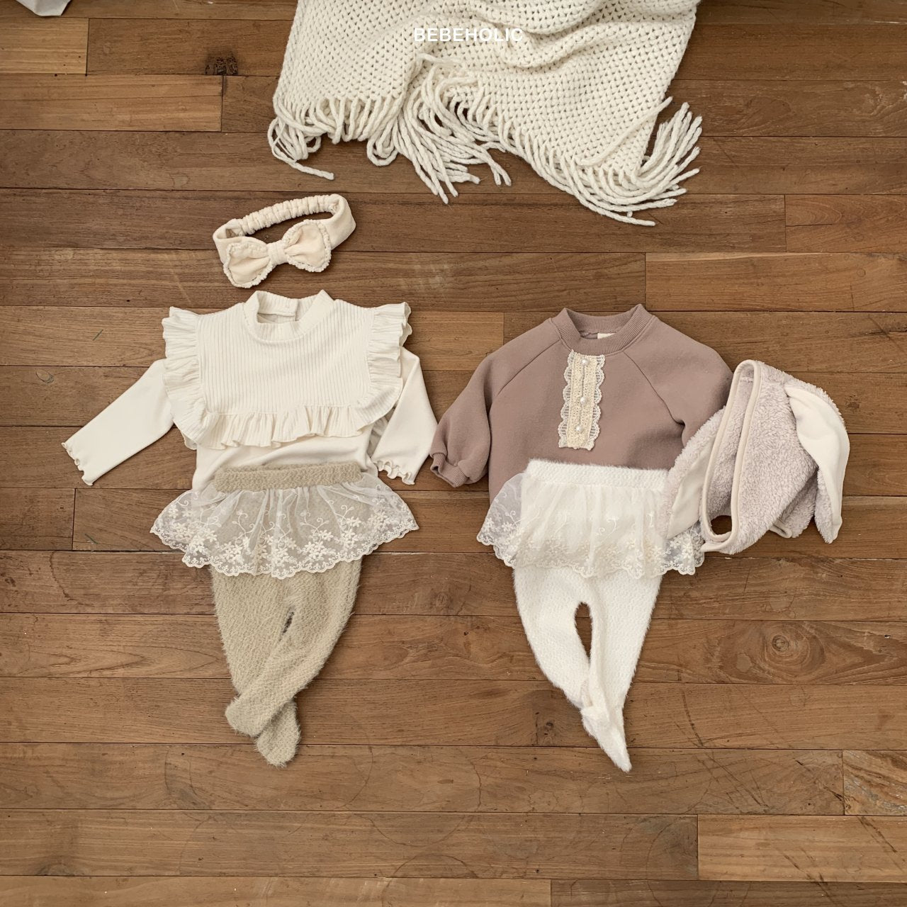 現貨▷ 韓國童裝 24秋冬 | BEBEHOLICS LACE LEGGINGS - SUPER SOFT (6M/12M/18M)