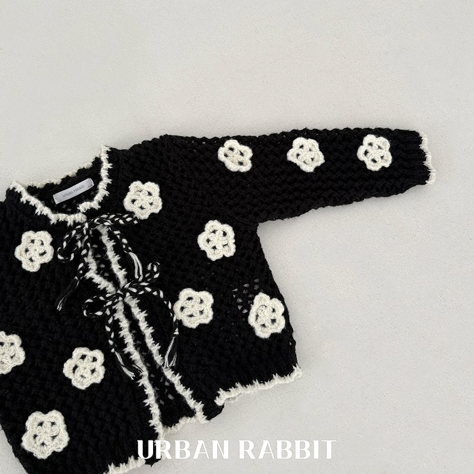 韓國童裝 25秋 | UR25301 Rose Knit Cardigan