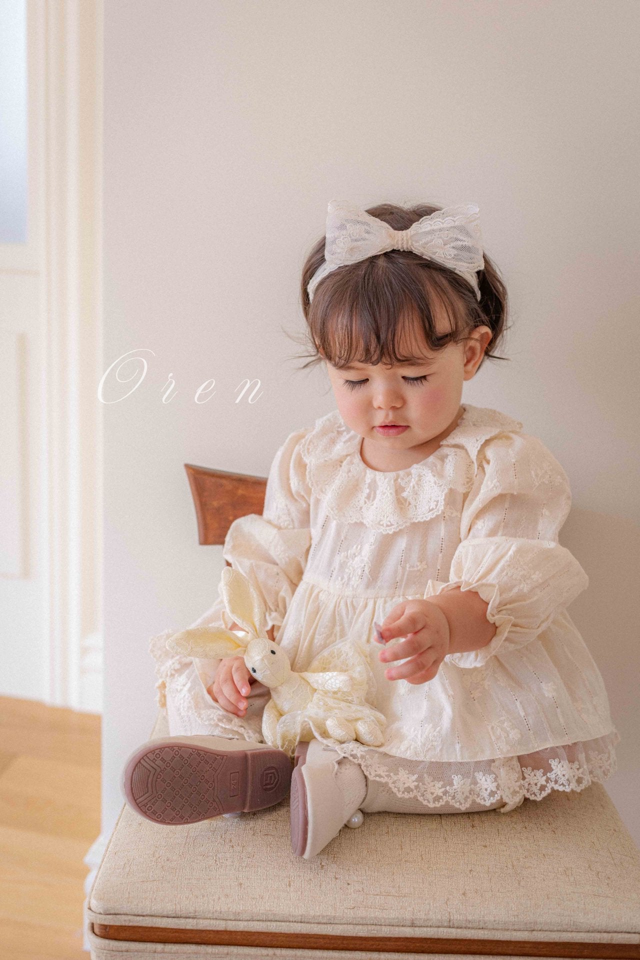韓國童裝 25秋 | OR25357 Vanilla embroidered suit
