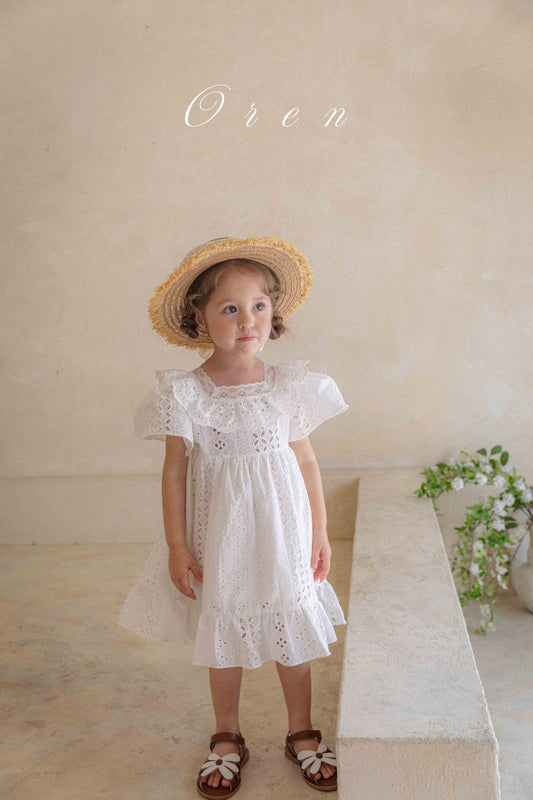 現貨▷ 韓國童裝 25夏 | 純棉孔眼刺繡 Foret Eyelet Dress & Baby Suit