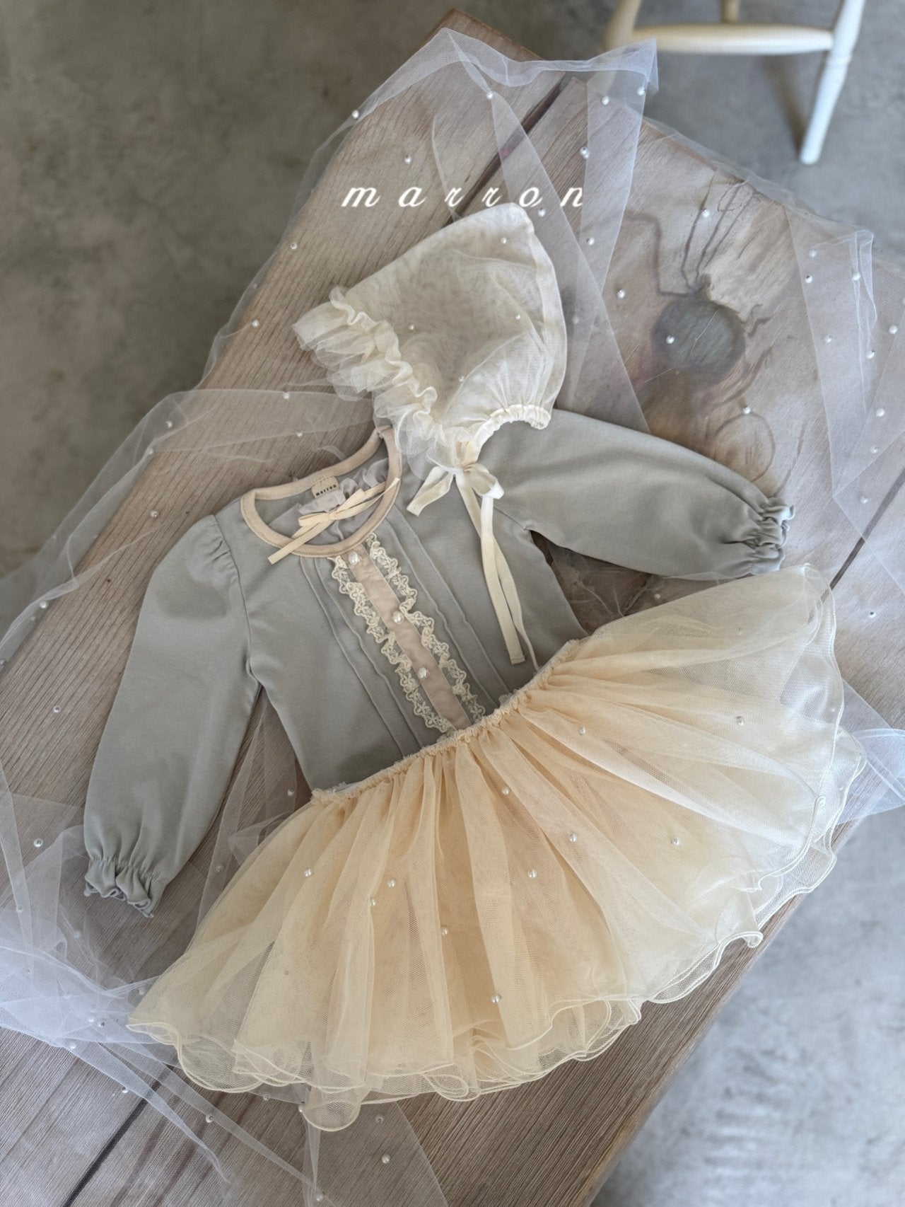 韓國童裝 25秋 | MA25304 Lace Bonnet