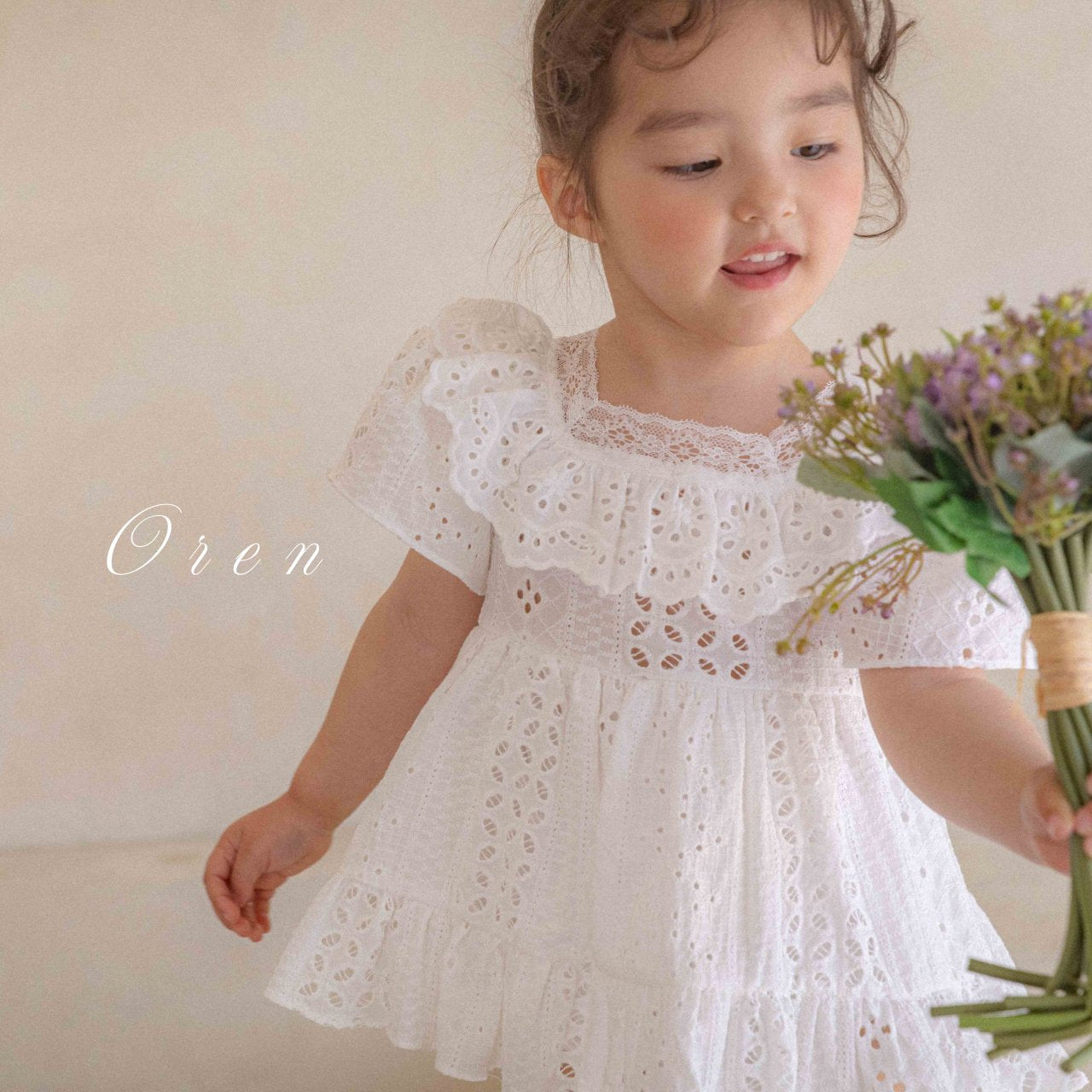 現貨▷ 韓國童裝 25夏 | 純棉孔眼刺繡 Foret Eyelet Dress & Baby Suit