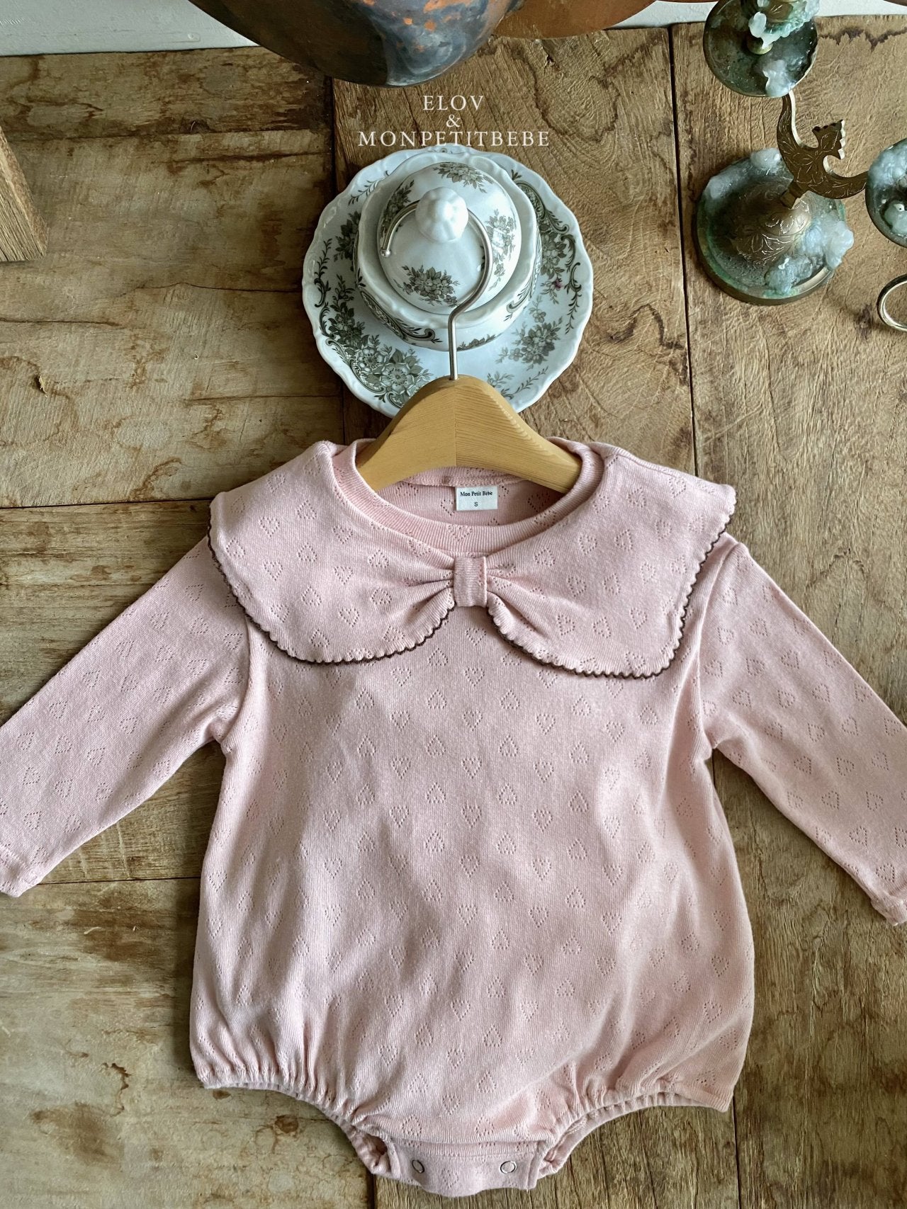 韓國童裝 25秋 | MP25303 Ribbon Collar Baby Suit