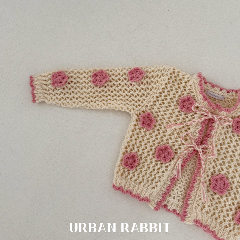 韓國童裝 25秋 | UR25301 Rose Knit Cardigan