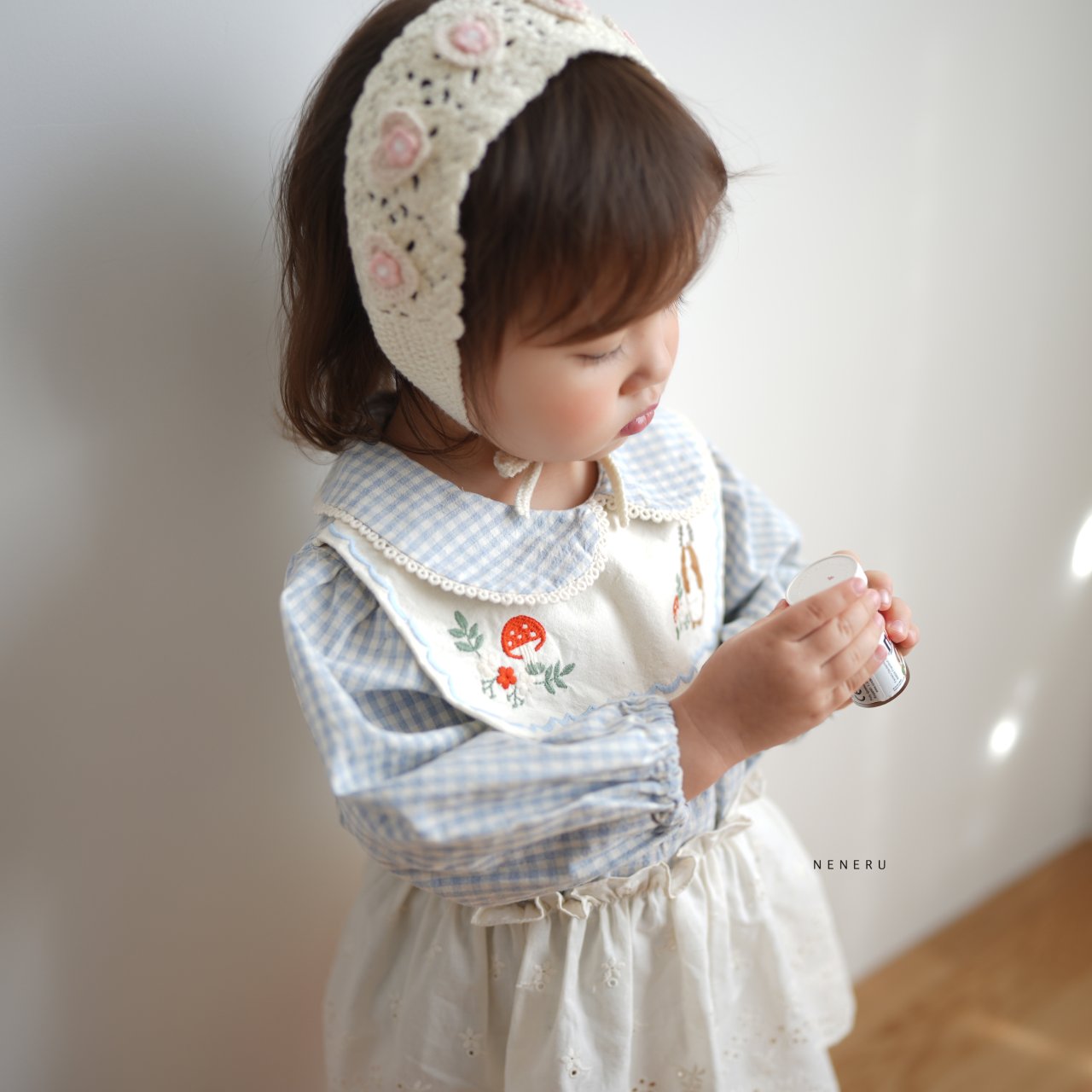 現貨▷ 韓國童裝 25春 | NU25101 繡花格仔BABY SUIT (18M)