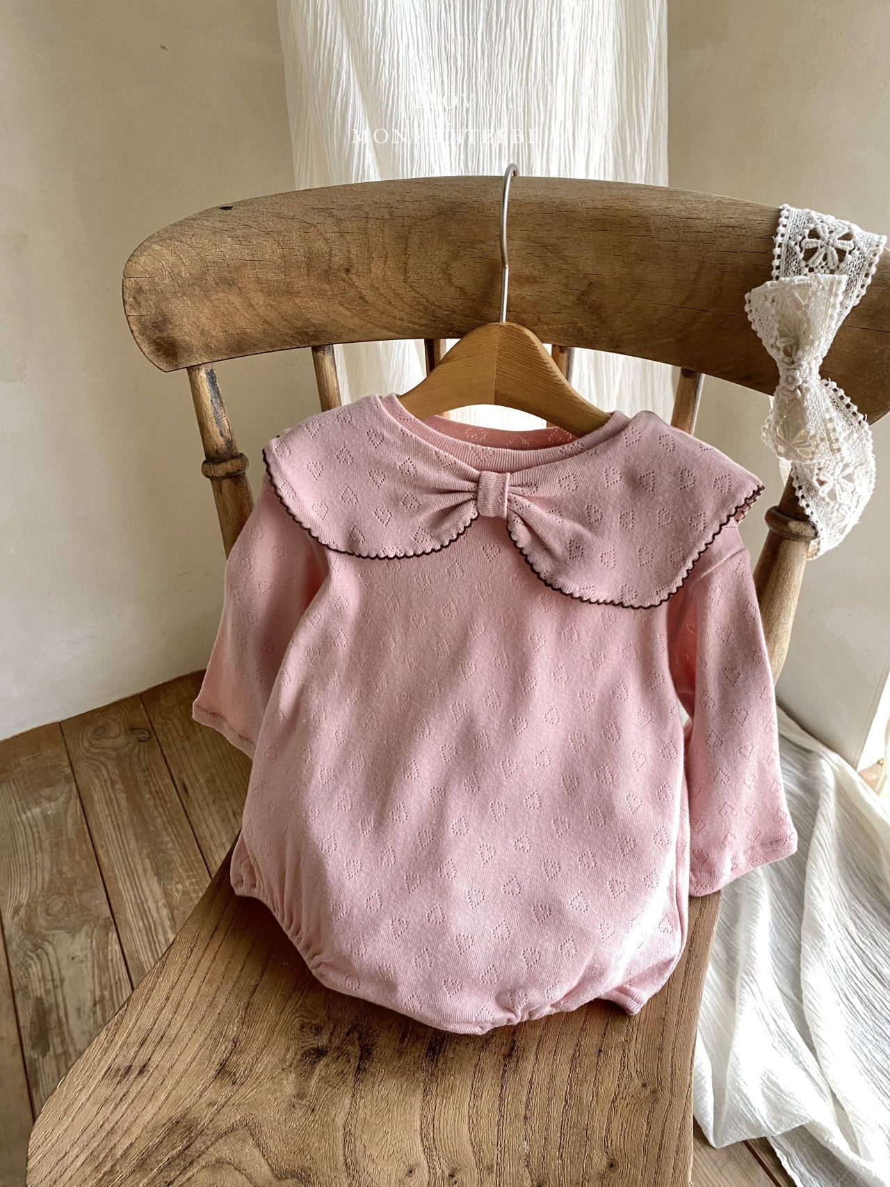 韓國童裝 25秋 | MP25303 Ribbon Collar Baby Suit