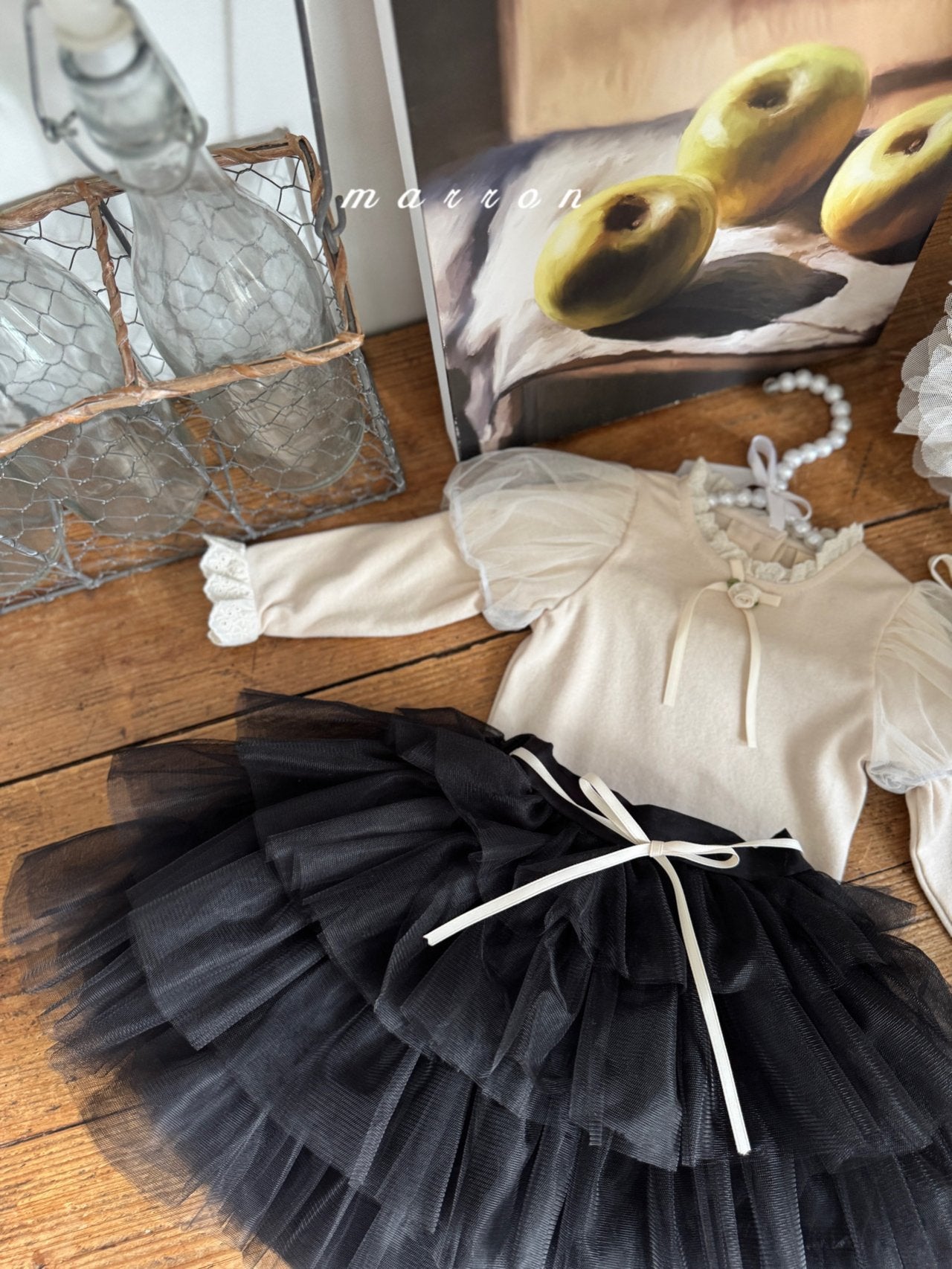 韓國童裝 25秋 | MA25341 Ribbon Puff Tee (Baby & Kids)