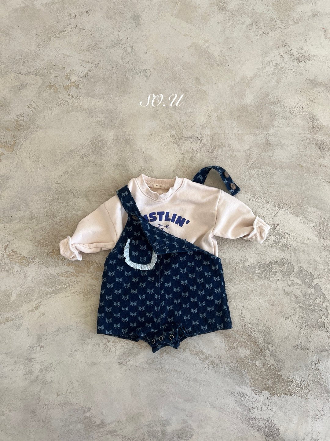 韓國童裝 25秋 | SO25303 Ribbon Overall