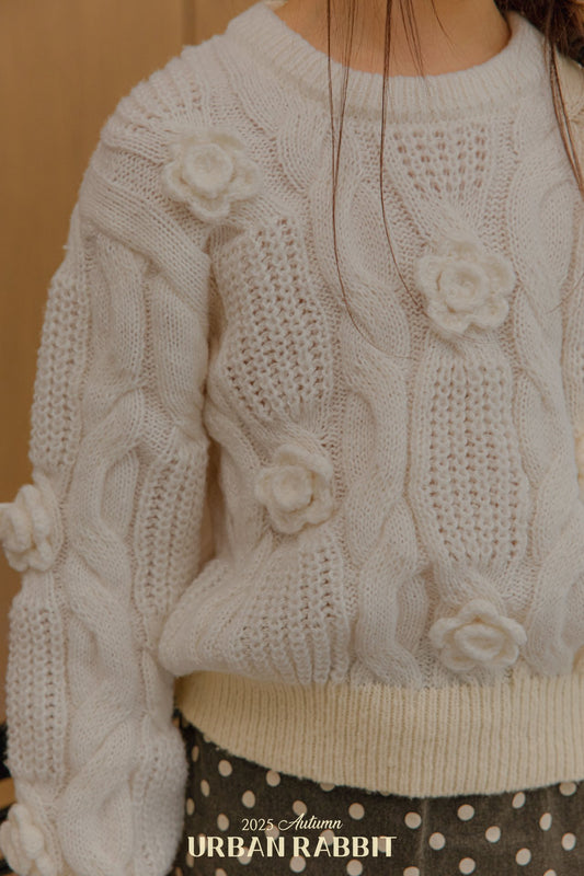 韓國童裝 25秋 | UR25304 Rose knit top