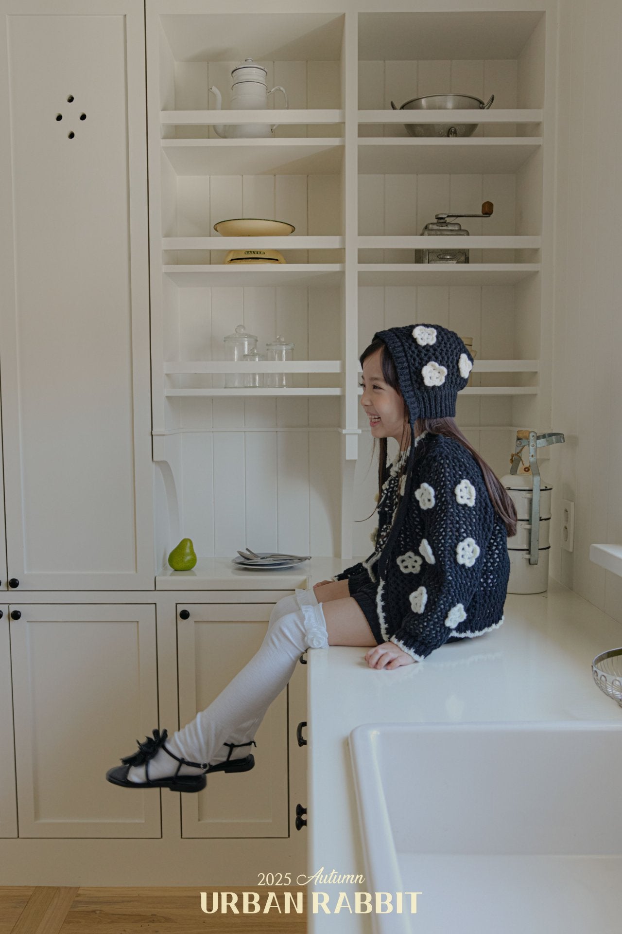 韓國童裝 25秋 | UR25301 Rose Knit Cardigan