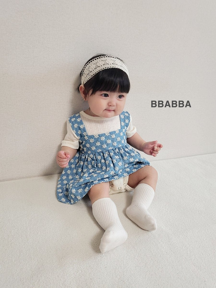 韓國童裝 25夏 | BA25202 夏日花花親子裝 牛仔花花BL
