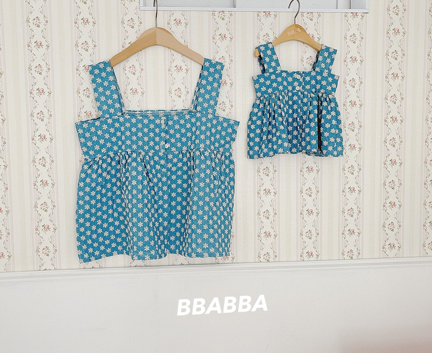 韓國童裝 25夏 | BA25202 夏日花花親子裝 牛仔花花BL