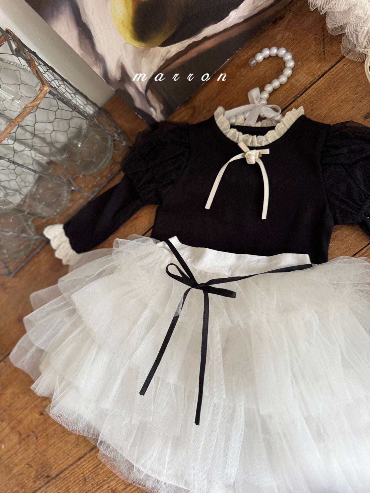 韓國童裝 25秋 | MA25341 Ribbon Puff Tee (Baby & Kids)