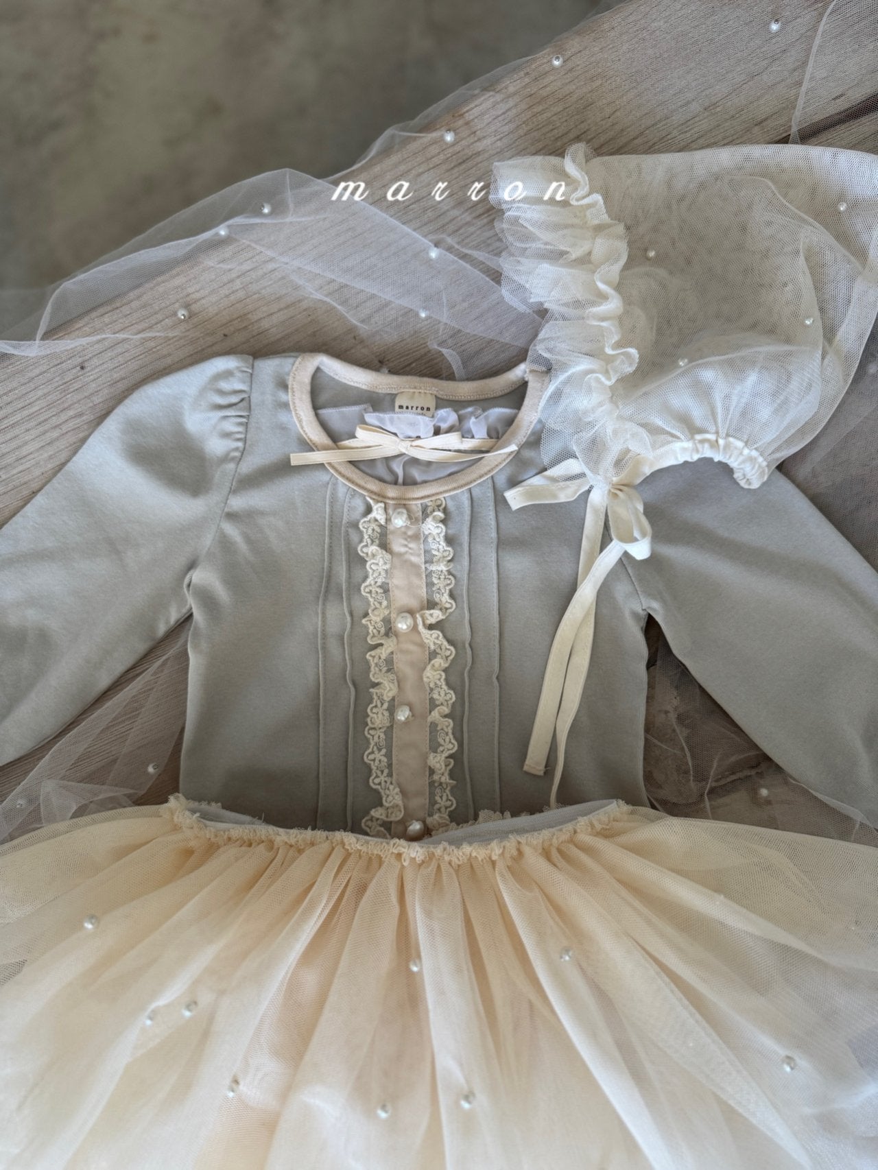 韓國童裝 25秋 | MA25340 Ribbon Lace Tee (Baby & Kids)