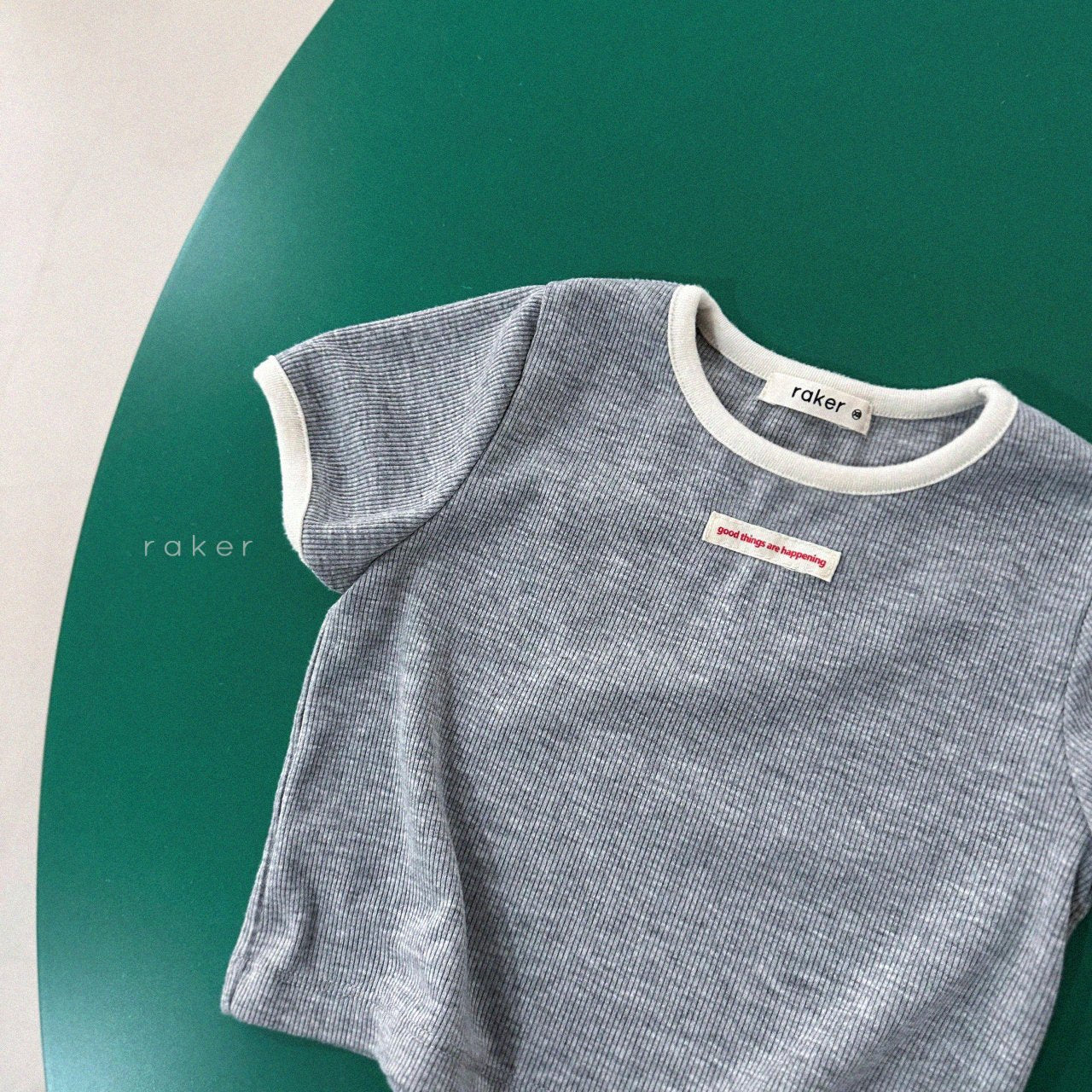 韓國童裝 26春 | RA06 Label Ribbed T-Shirt (80-130cm)