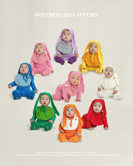 韓國童裝 | OT25313 Rainbow Bunny Baby Suit with Leggings