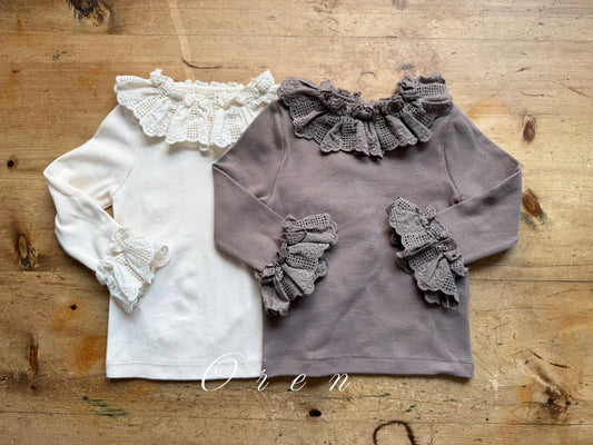 韓國童裝 25秋 | OR25308 Baby Lace Frill Blouse