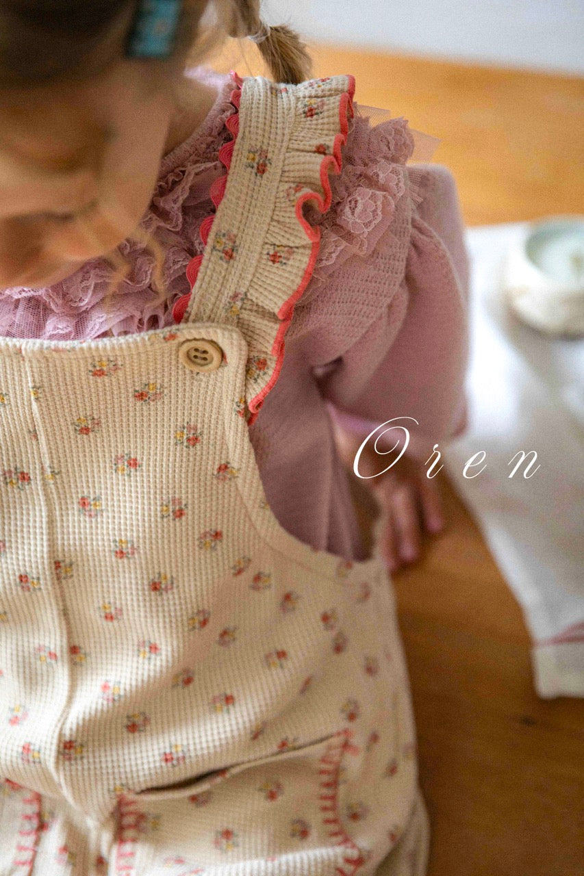 韓國童裝 25秋 | OR25336 Madeleine Waffle Overalls