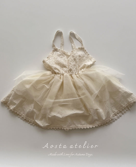 現貨▷ 韓國童裝 25秋 | AO25317 Lace Tulip Dress