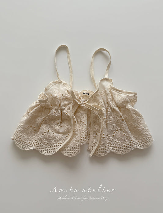 韓國童裝 25秋 | AO25315 Lace Ribbon Vest