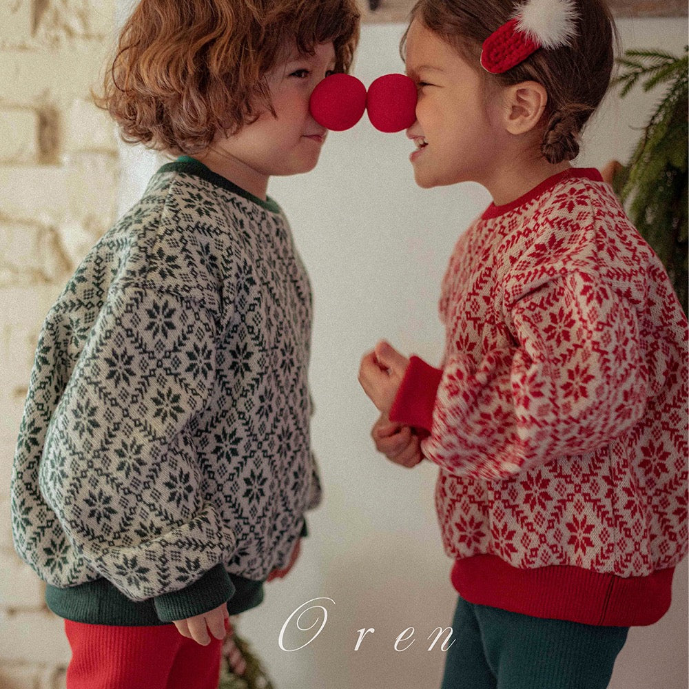 韓國童裝 25秋冬 | OR25509 聖誕款 Christmas Knit with Muffler Set