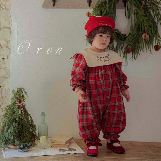 韓國童裝 25秋冬 | OR25505 聖誕款 Eve Check Baby Suit