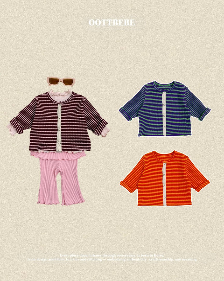 韓國童裝 26秋| OT74 Chocolat Ribbed Cardigan 外套