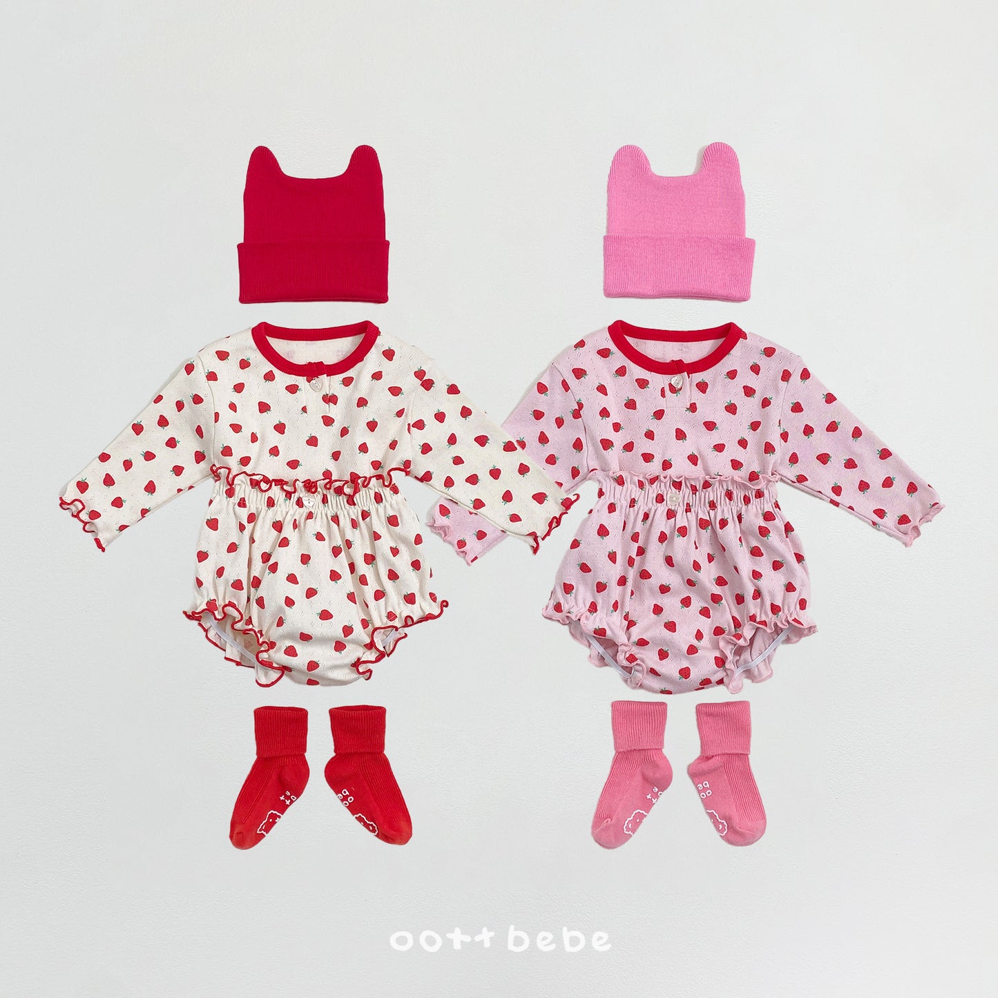 韓國童裝 26SS | OT32 Strawberry Eyelet Baby Set (55-75cm)
