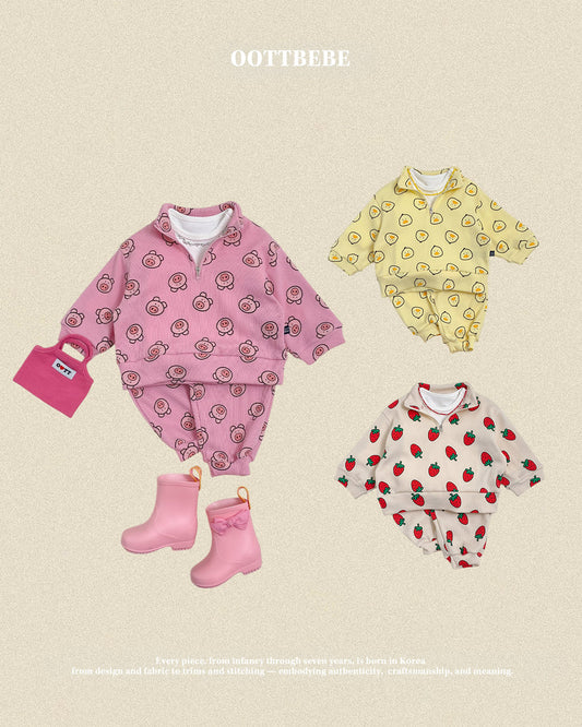 韓國童裝 26秋| OT73 Little Farm Waffle Anorak Set 套裝