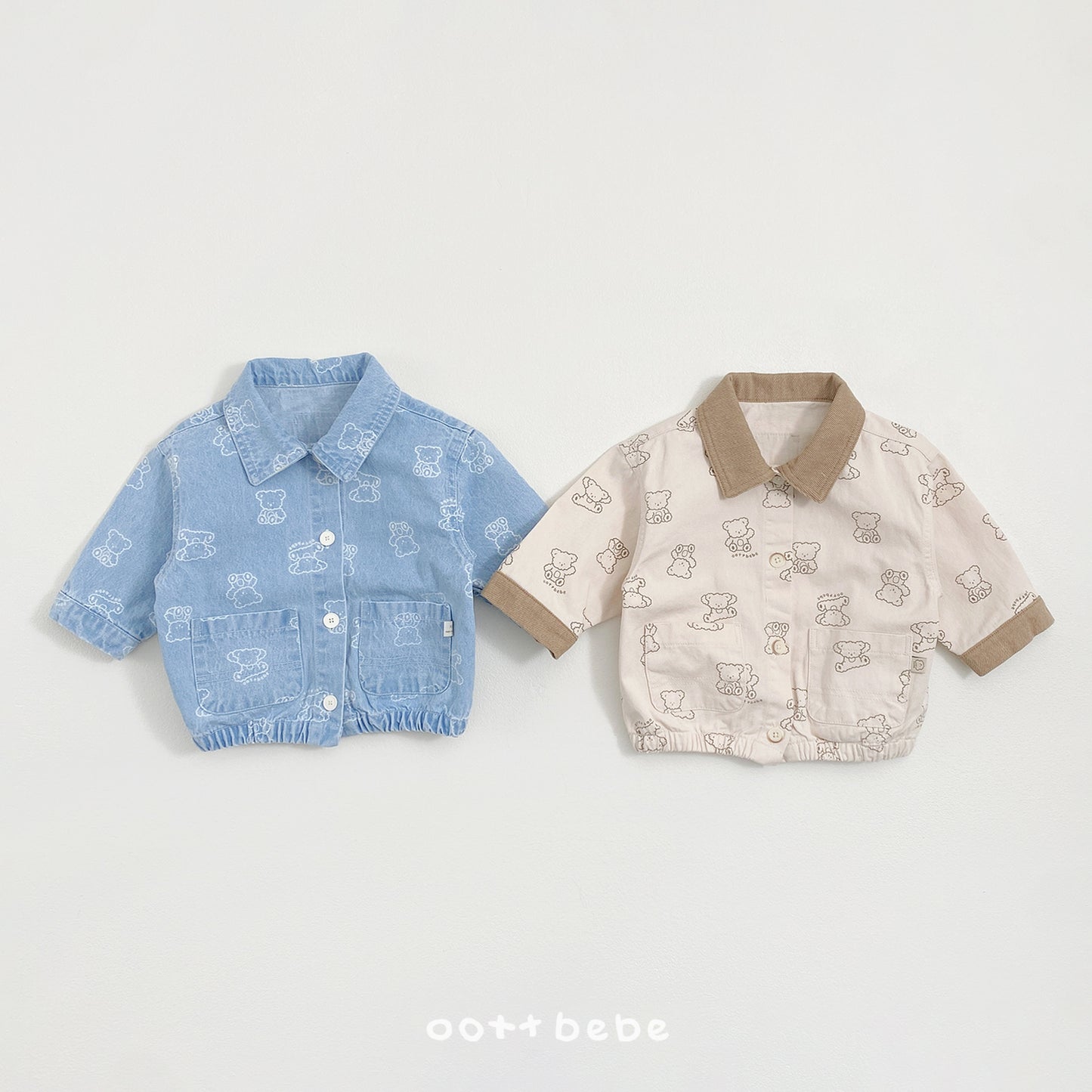 韓國童裝 26SS | OT45 Bear Print Soft Denim Jacket (75-120cm)